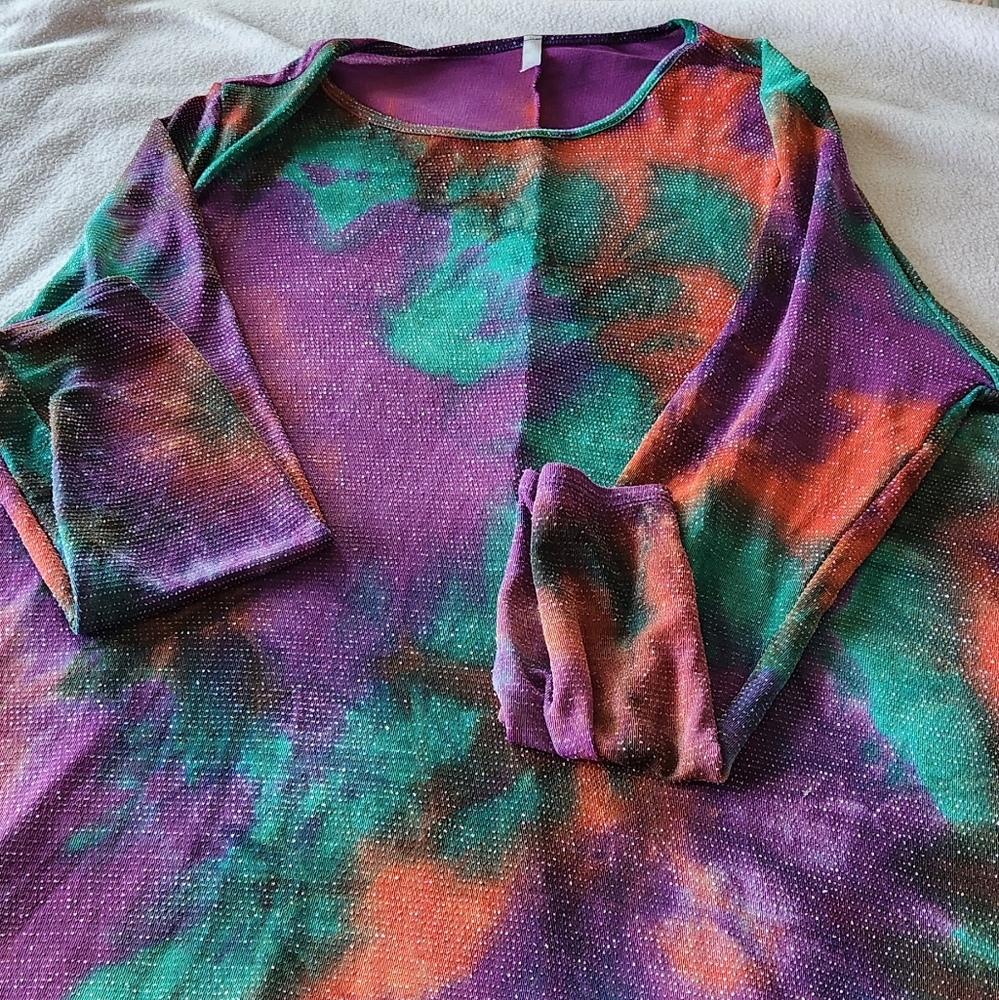 Purple and Blue Tie-Dye Hoodie Tunic